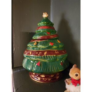 Vintage Christmas Tree‎ Ceramic Cookie Jar Gibsons 10"